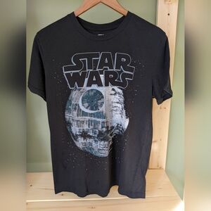 Men's Star Wars Dearh Star Black Graphic Short Sleeve T-Shirt Size Medium